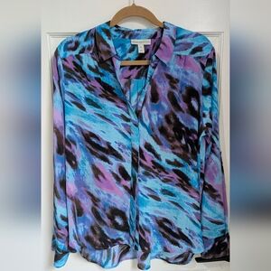 Christopher & Banks Vibrant Blue and Purple Blouse